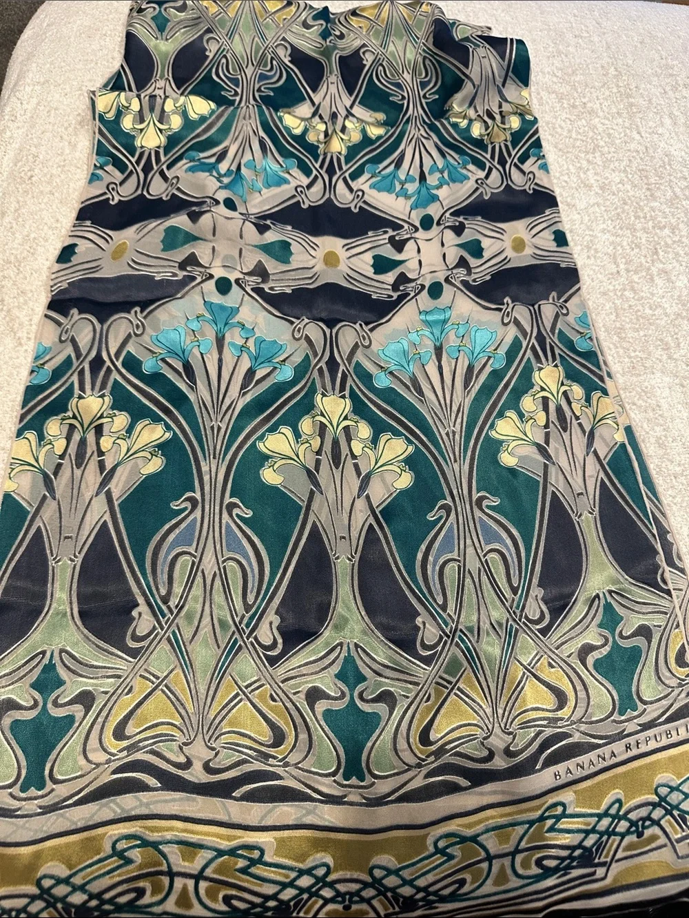 Banana Republic Silk Scarf in Teal, Yellow, Black